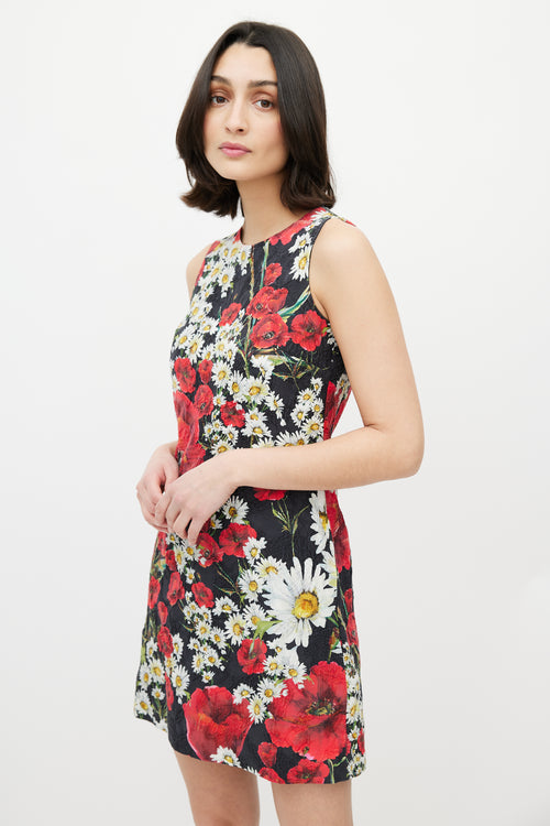 Dolce & Gabbana Black & Multi Floral Brocade Dress