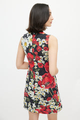 Dolce & Gabbana Black & Multi Floral Brocade Dress