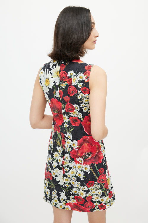 Dolce & Gabbana Black & Multi Floral Brocade Dress