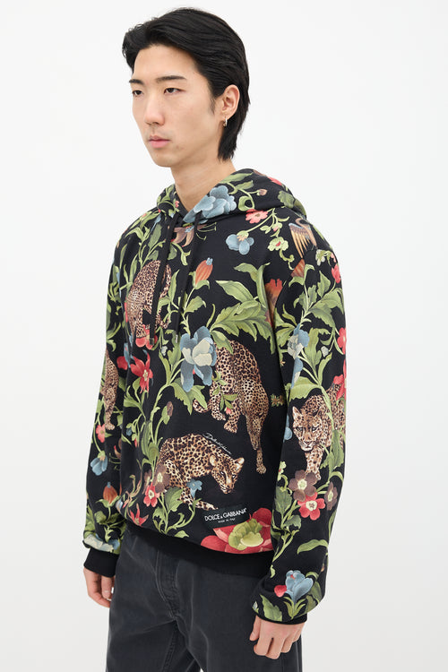 Dolce & Gabbana Black & Multi Floral Graphic Hoodie