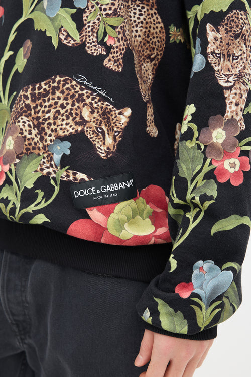 Dolce & Gabbana Black & Multi Floral Graphic Hoodie