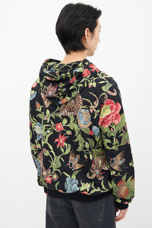 Dolce & Gabbana Black & Multi Floral Graphic Hoodie
