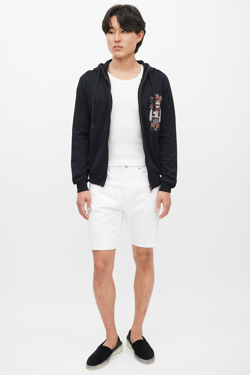 Dolce & Gabbana Black & Multicolour Cowboy Embroidered Hoodie