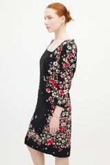 Dolce & Gabbana Black & Multicolour Floral Midi Dress