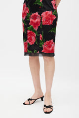 Dolce & Gabbana Black & Multicolour Floral Panelled Dress