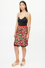 Dolce & Gabbana Black & Multicolour Strawberry Silk Skirt