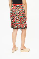Dolce & Gabbana Black & Multicolour Strawberry Silk Skirt