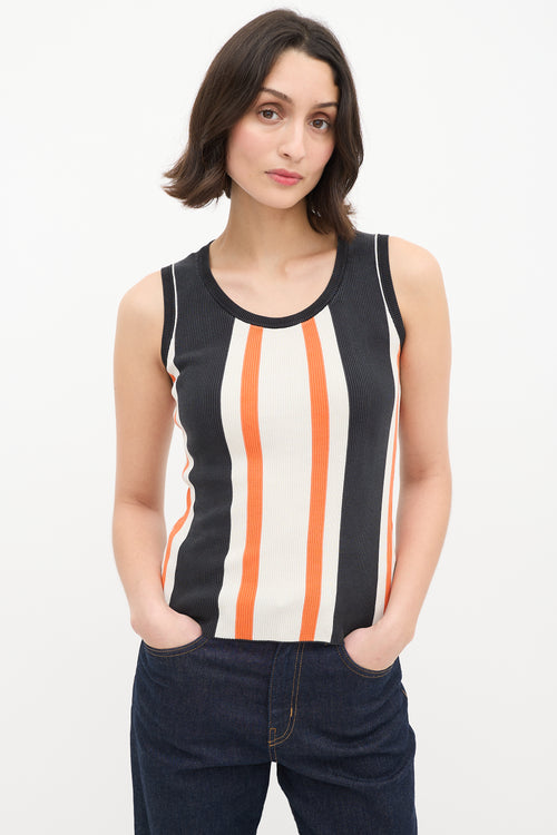 Dolce & Gabbana Black & Multicolour Striped Tank Top