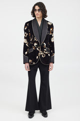 Dolce & Gabbana Black & Multicolour Velour Floral Blazer