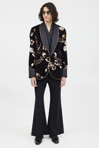 Dolce & Gabbana Black & Multicolour Velour Floral Blazer
