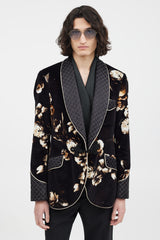 Dolce & Gabbana Black & Multicolour Velour Floral Blazer