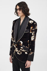 Dolce & Gabbana Black & Multicolour Velour Floral Blazer