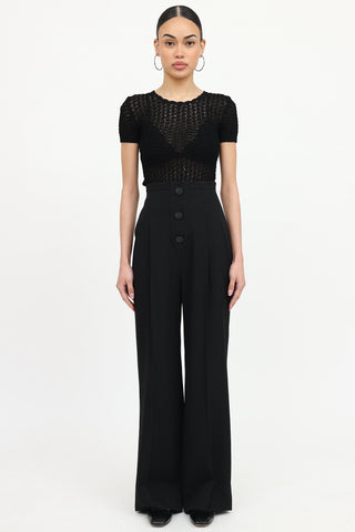 Open Knit Short Sleeve Top