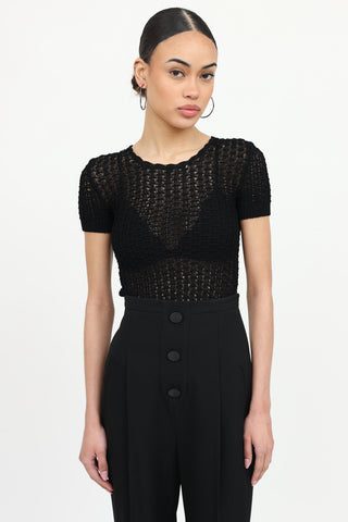 Open Knit Short Sleeve Top