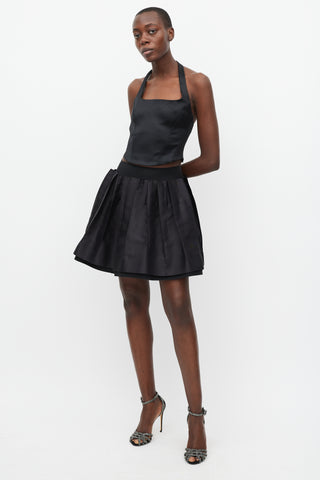 Dolce & Gabbana Black Pleat Layered Mini Skirt