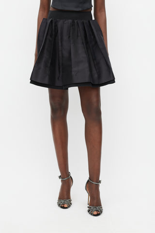 Dolce & Gabbana Black Pleat Layered Mini Skirt