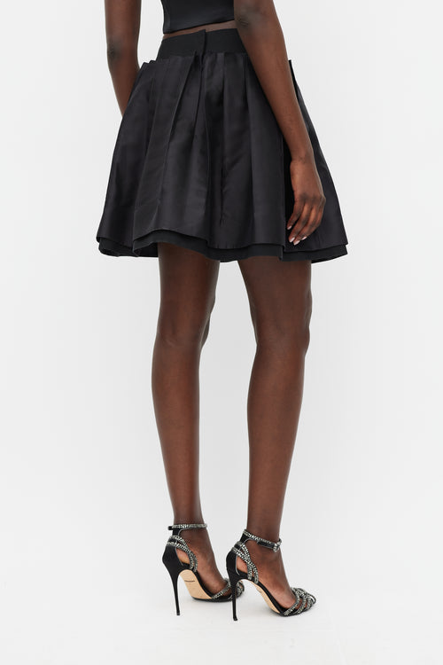 Dolce & Gabbana Black Pleat Layered Mini Skirt