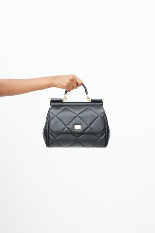 Dolce & Gabbana Black Quilted Small Sicily Shoulder Bag