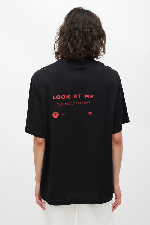 Dolce & Gabbana Black & Red Eyes Talk Logo T-Shirt