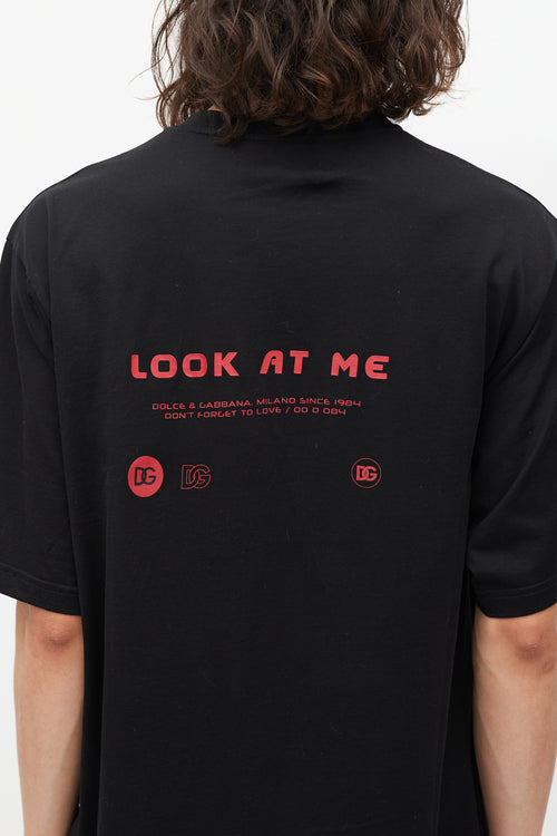 Dolce & Gabbana Black & Red Eyes Talk Logo T-Shirt