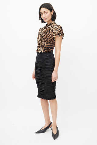 Dolce & Gabbana Black Ruched Silk Skirt
