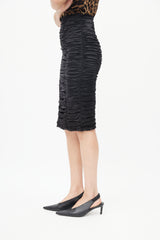 Dolce & Gabbana Black Ruched Silk Skirt