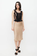 Dolce & Gabbana Black Ruffled Mesh Corset