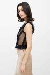 Dolce & Gabbana Black Ruffled Mesh Corset
