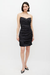 Dolce & Gabbana Black Satin Gathered Dress
