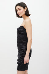 Dolce & Gabbana Black Satin Gathered Dress
