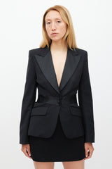 Dolce & Gabbana Black Satin Panel Two Pocket Blazer