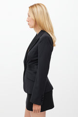 Dolce & Gabbana Black Satin Panel Two Pocket Blazer