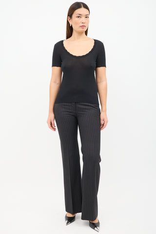 Dolce & Gabbana Black Semi Sheer Scoop T-Shirt
