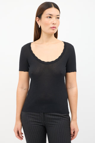 Dolce & Gabbana Black Semi Sheer Scoop T-Shirt