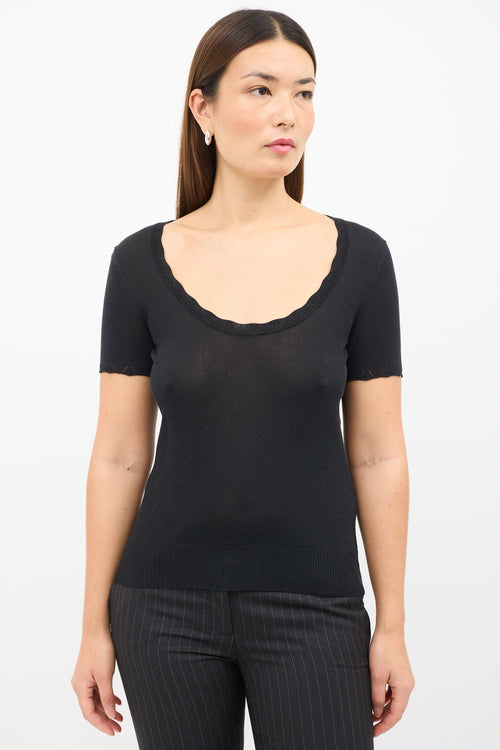 Dolce & Gabbana Black Semi Sheer Scoop T-Shirt