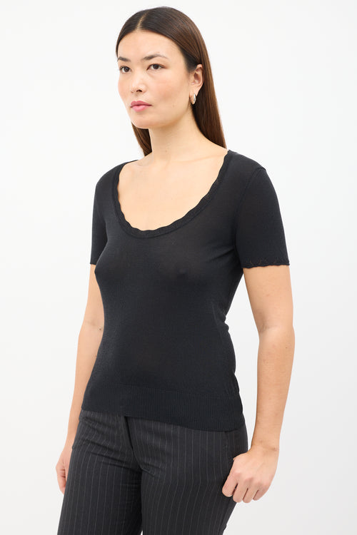 Dolce & Gabbana Black Semi Sheer Scoop T-Shirt