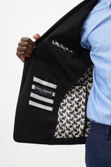 Dolce & Gabbana Black Silk Blend Panelled Blazer