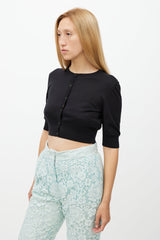 Dolce & Gabbana Black Silk Cropped Cardigan