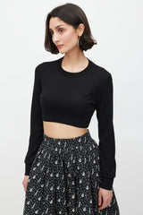 Dolce & Gabbana Black Silk Knit Cropped Sweater