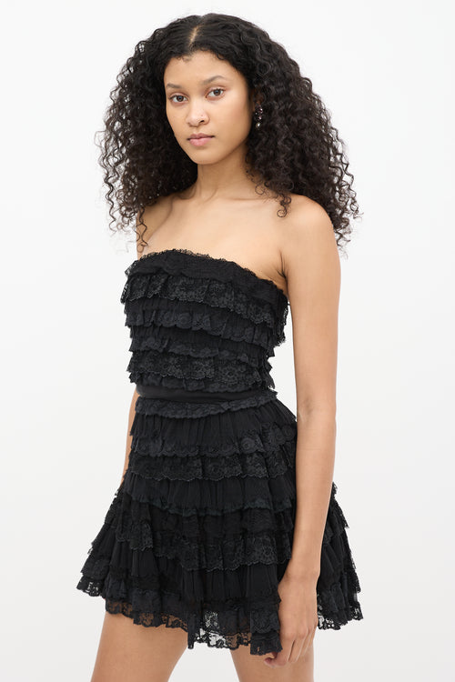 Dolce & Gabbana Black Silk Lace Tiered Corset Dress