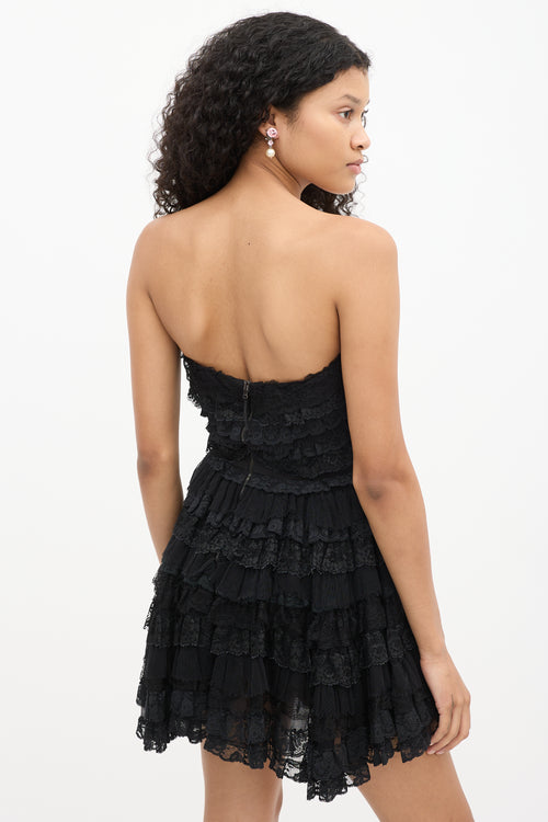 Dolce & Gabbana Black Silk Lace Tiered Corset Dress