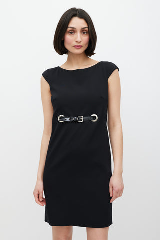 Dolce & Gabbana Black & Silver Belted Dress