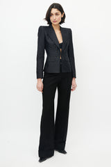Dolce & Gabbana Black Striped Structured Blazer