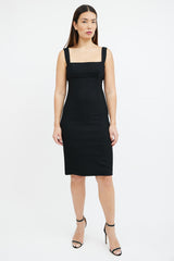 Dolce & Gabbana Black Textured Wool Midi Dress