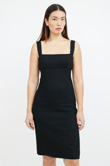 Dolce & Gabbana Black Textured Wool Midi Dress