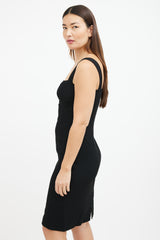 Dolce & Gabbana Black Textured Wool Midi Dress