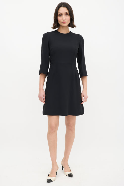 Dolce & Gabbana Black Three Quarter Sleeve Sheath Dress