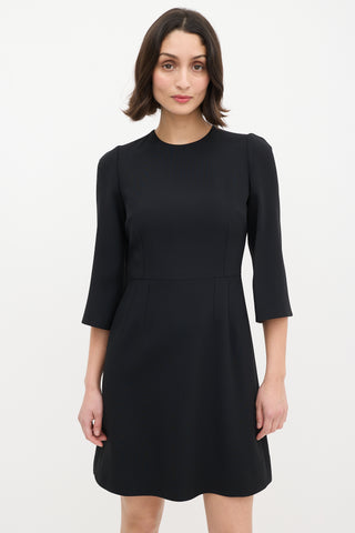 Dolce & Gabbana Black Three Quarter Sleeve Sheath Dress