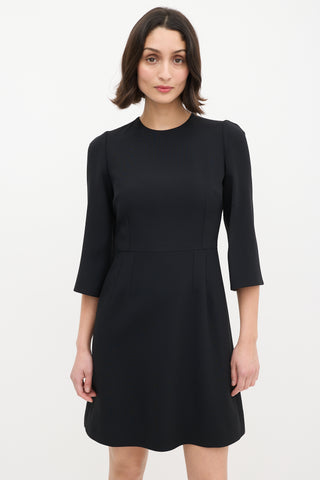 Dolce & Gabbana Black Three Quarter Sleeve Sheath Dress