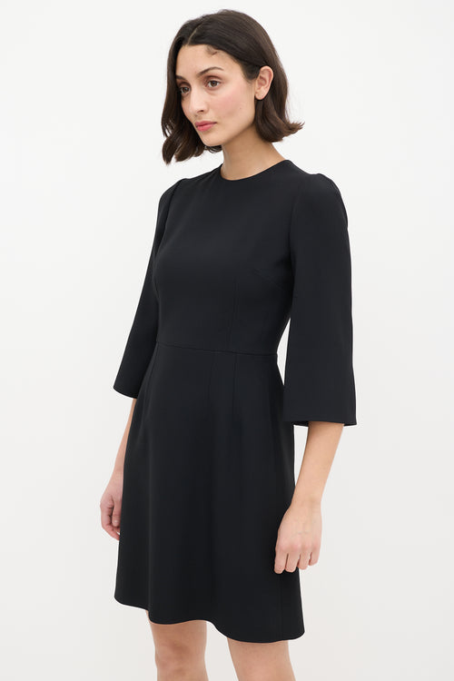 Dolce & Gabbana Black Three Quarter Sleeve Sheath Dress